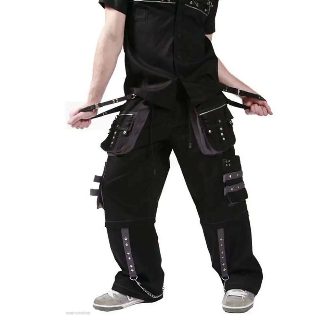 EMO Grey Straps Trouser Punk Rock Baggy Gothic Pants